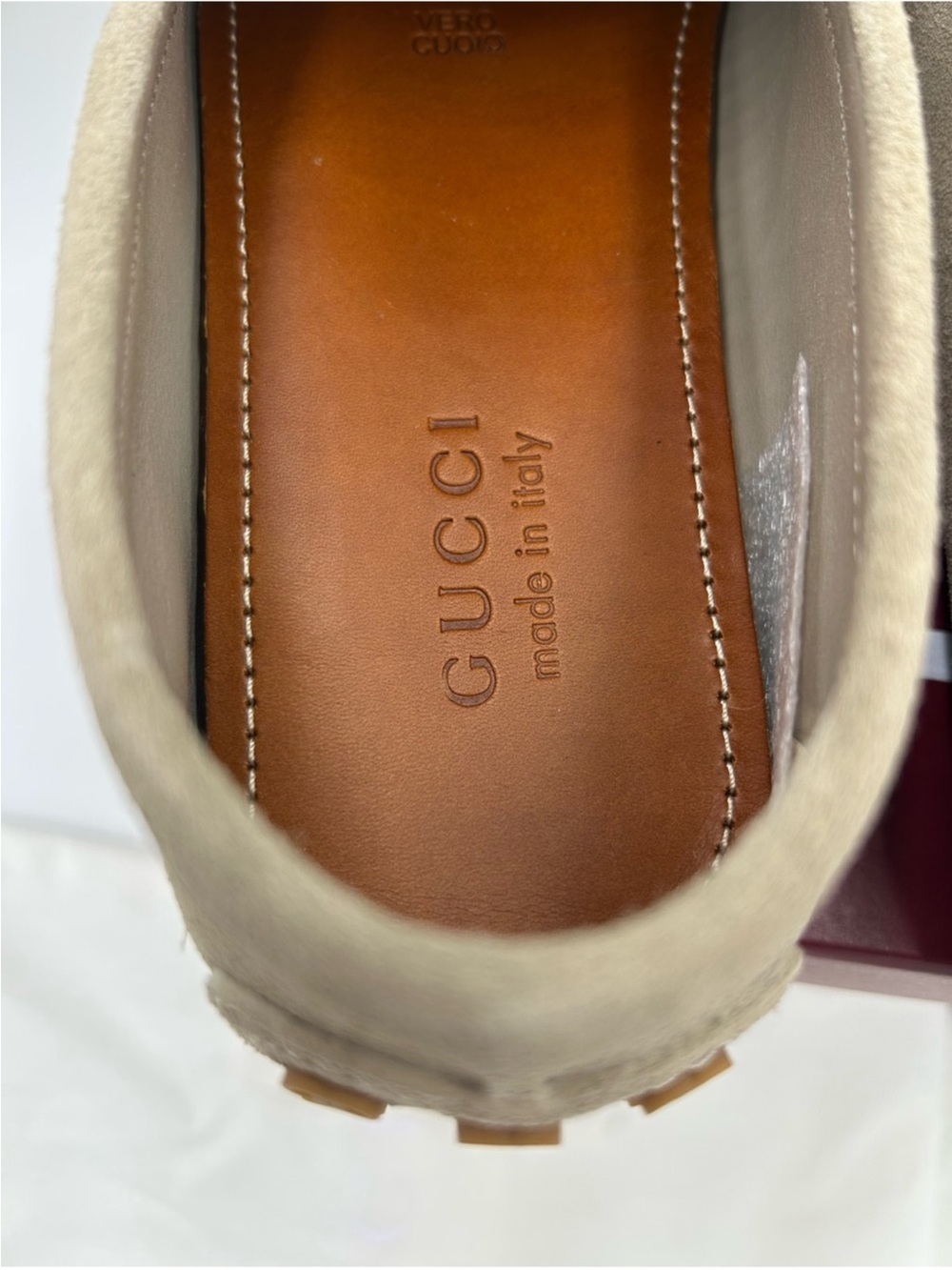 SOLD !!!!!! Men’s Gucci GG embossed oatmeal suede   loafers size 10 fits 10.5 US - Picture 8 of 10